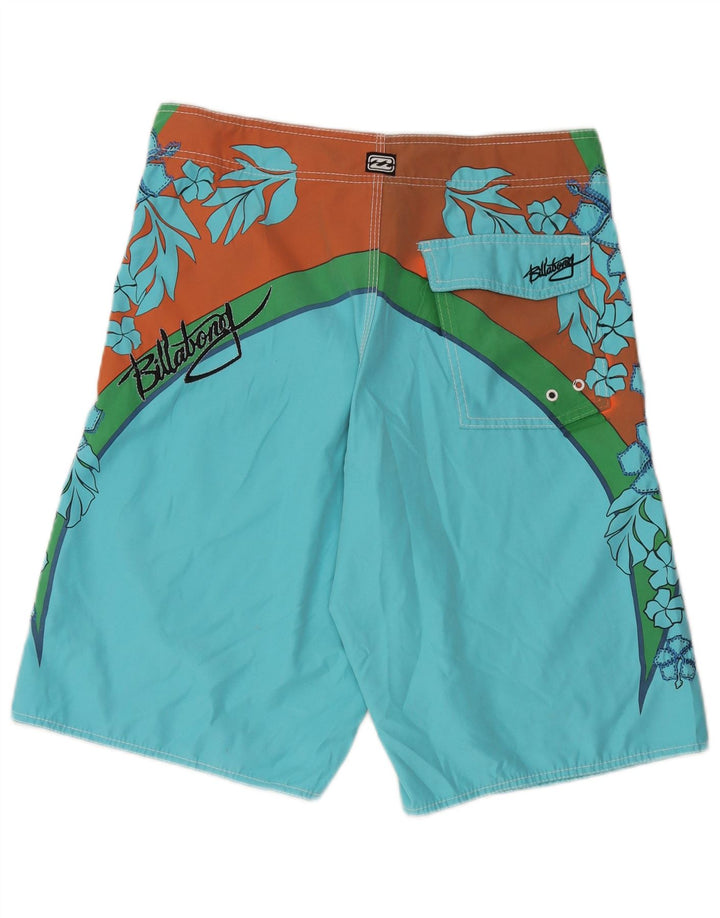 Billabong Mens Graphic Natação Shorts Grande Poliéster Floral Azul