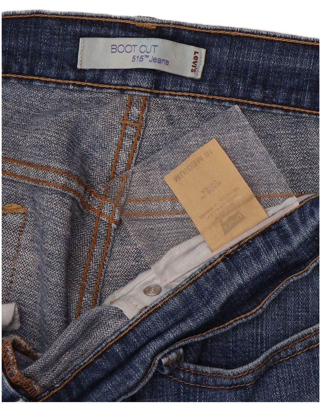 Levi's feminino 515 bootcut jeans US 16 2XL W36 L31 algodão azul