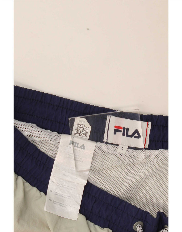 Fila Mens Graphic Sport Shorts Grande Cinza Colourblock Poliéster