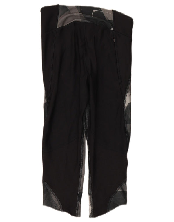 Under Armour Womens Heat Gear Capri Leggings Reino Unido 14 Médio Preto Geométrico