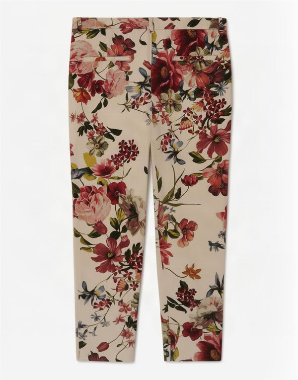 Calça feminina Zara cortada UE 38 pequena W28 L25 algodão floral branco