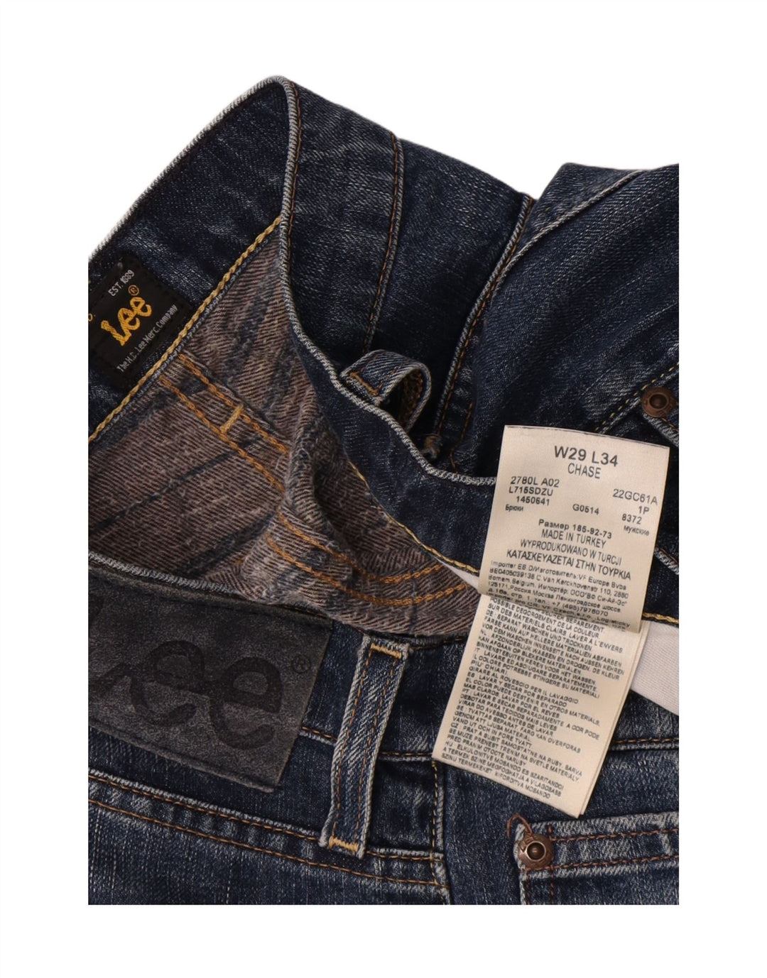 Lee Mens Chase Tapered Jeans W29 L31 Azul Algodão