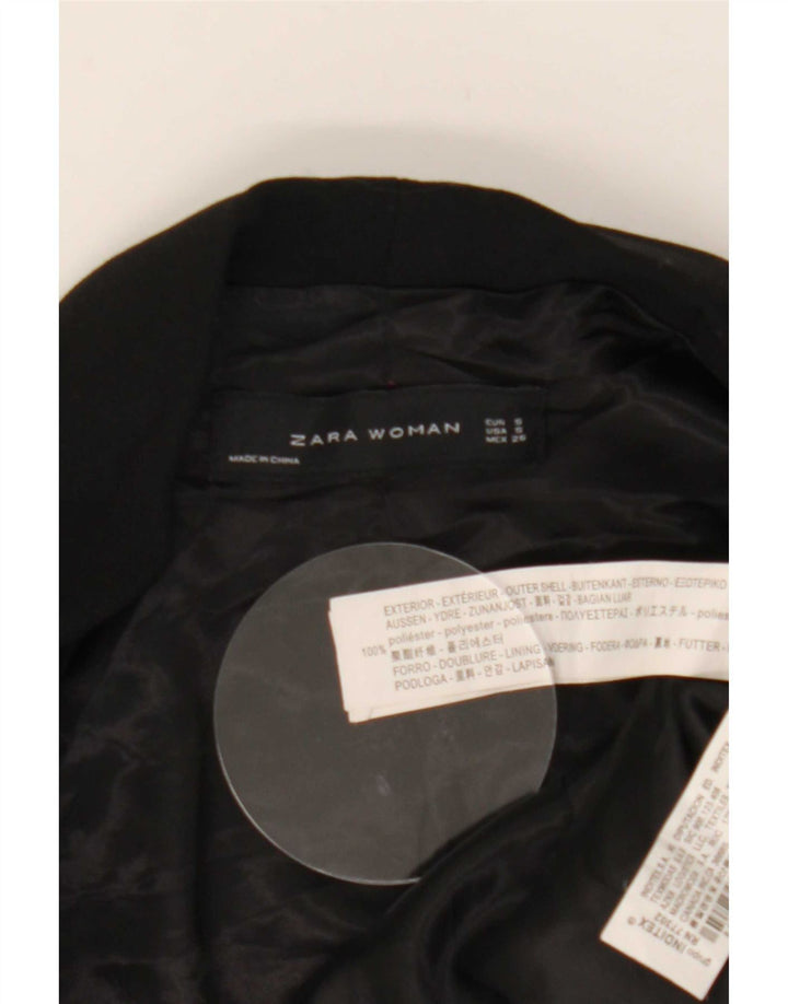 Jaqueta blazer aberta manga 3/4 feminina Zara Reino Unido 10 poliéster preto pequeno