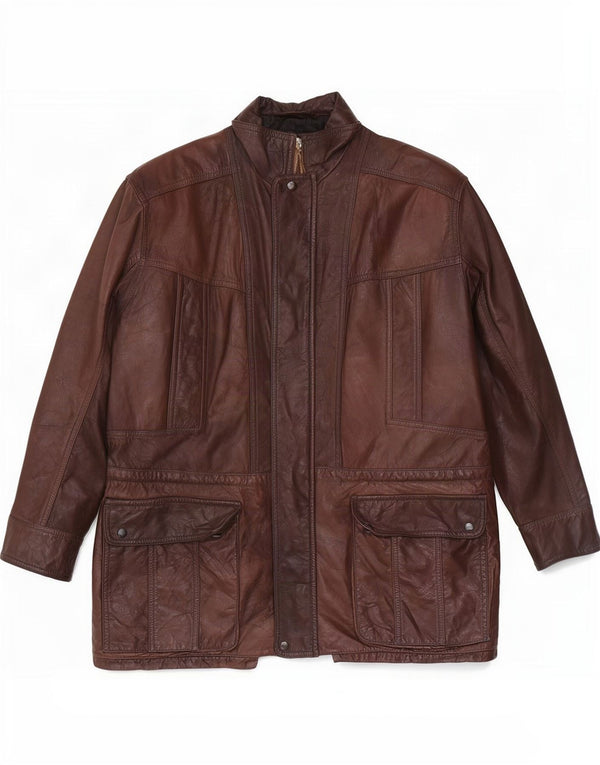 Jaqueta de couro masculina vintage UK 42 XL marrom