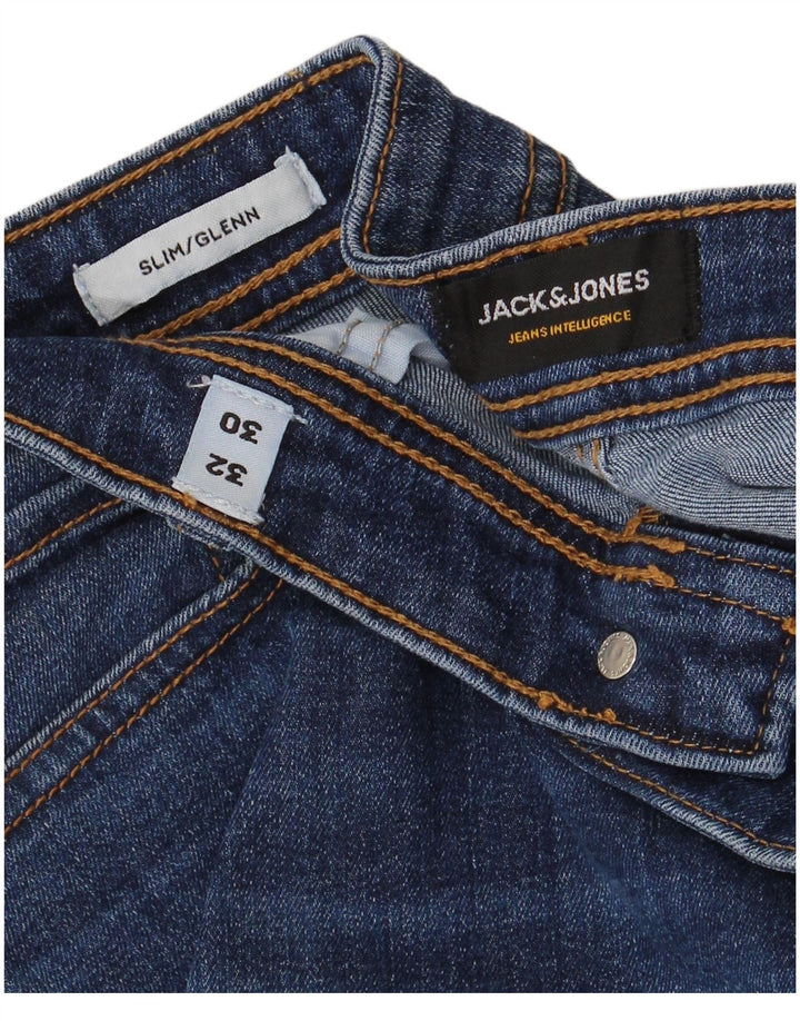 JACK & JONES Masculino GLENN Slim Jeans W32 L30 Azul Algodão