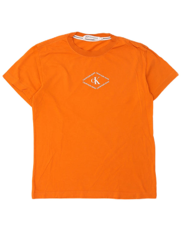 Calvin Klein Jeans Camiseta masculina gráfica Top XS Laranja