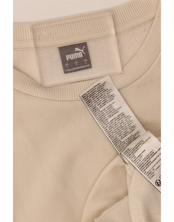 PUMA moletom feminino jumper UK 16 grande algodão bege