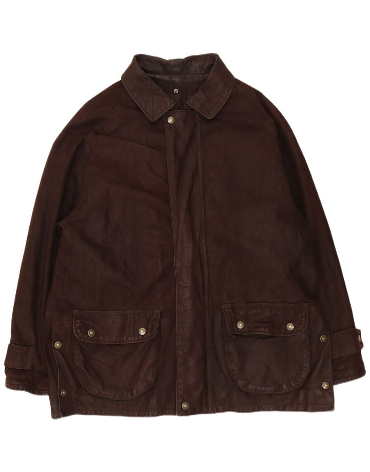 Jaqueta de couro masculina VINTAGE UK 42 XL couro marrom