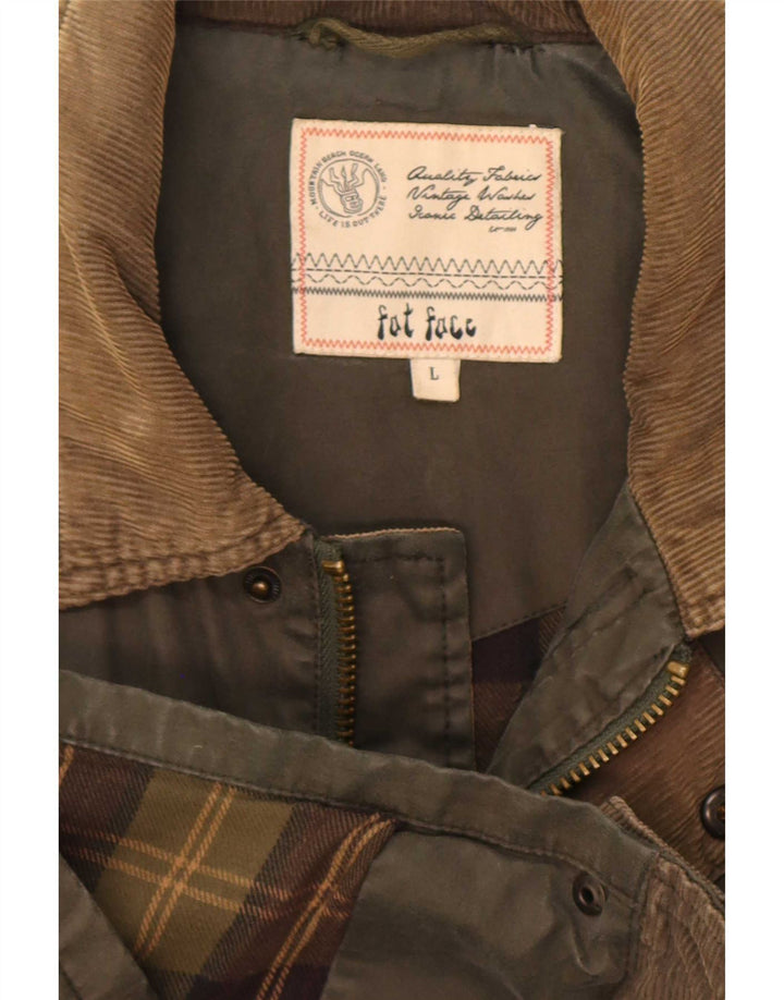 Jaqueta utilitária masculina Fat Face Reino Unido 40 algodão cáqui grande