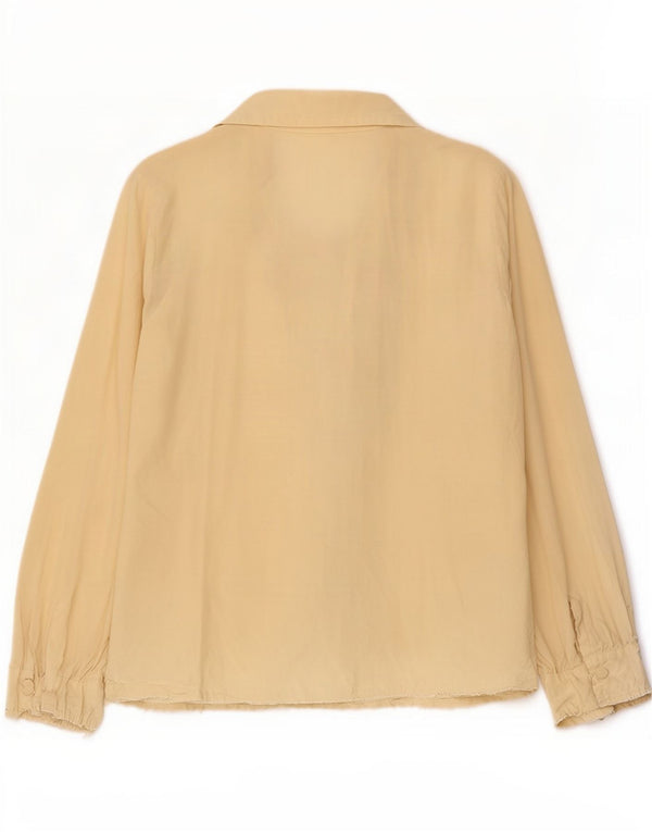 Blusa feminina vintage IT 40 pequena seda paisley bege