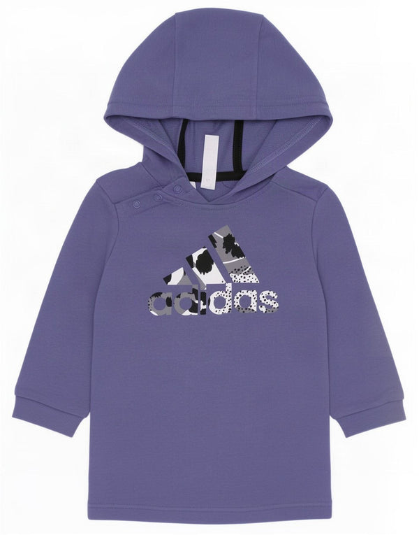 Vestido jumper gráfico com capuz Adidas para meninas de 9 a 12 meses algodão roxo