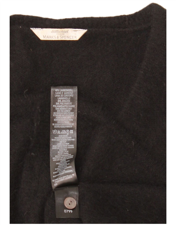 Suéter cardigã feminino Marks & Spencer Reino Unido 16 grande angorá preto