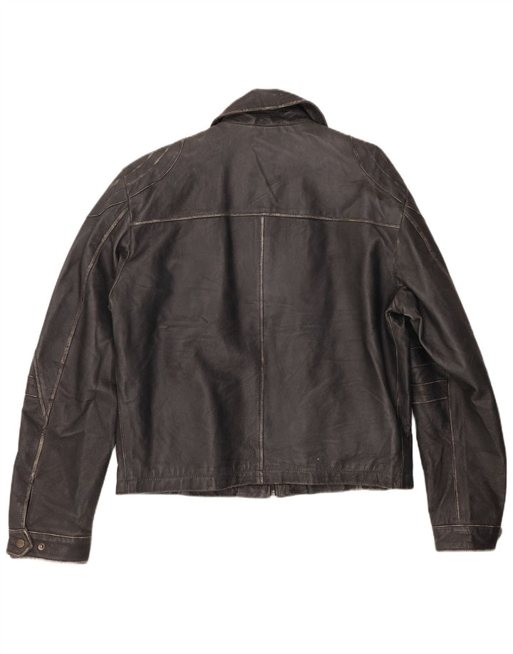 Jaqueta de couro masculina vintage IT 52 XL preta
