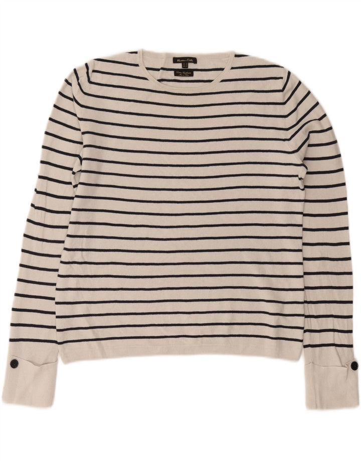 Suéter feminino MASSIMO DUTTI com gola canoa Reino Unido 14 médio off white