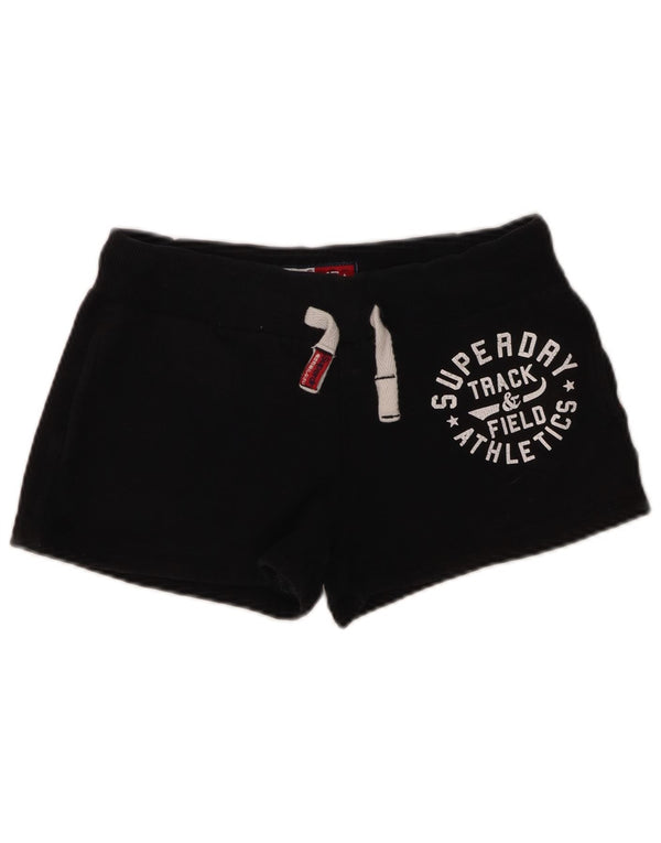 Shorts esportivos gráficos femininos Superdry UK 8 pequeno algodão preto