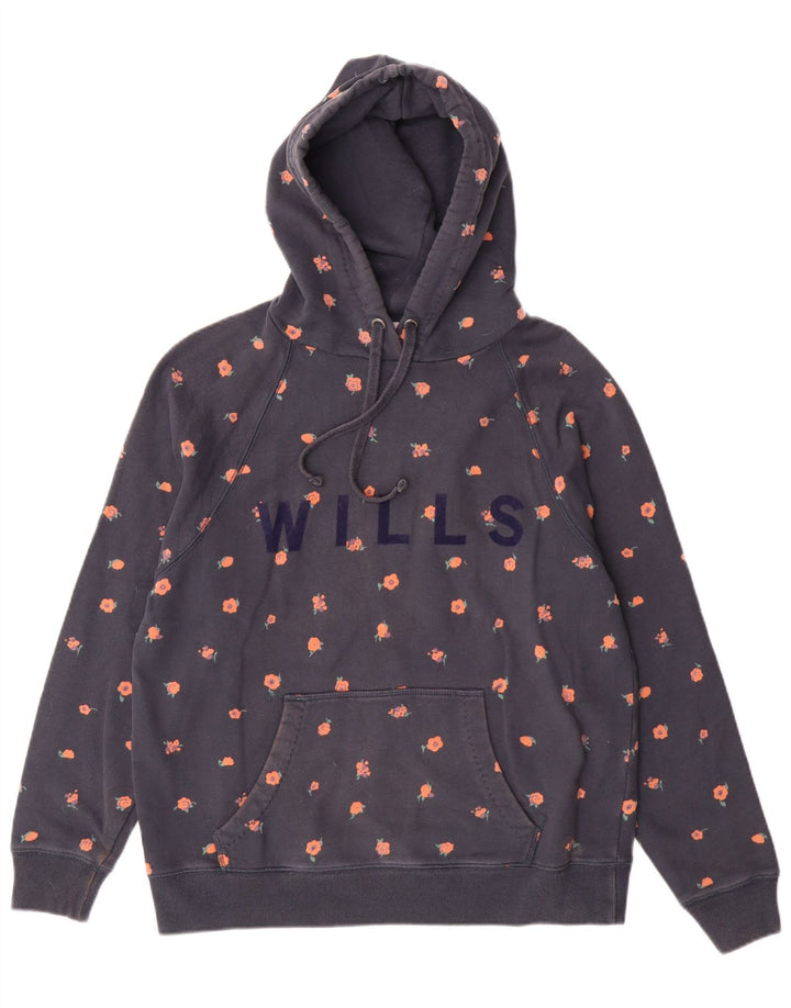 Jack Wills moletom feminino com capuz gráfico Reino Unido 12 algodão azul marinho médio