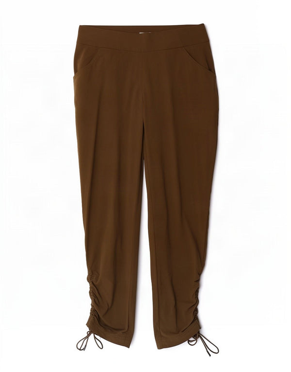 Columbia Calça feminina casual slim grande W32 L27 cáqui nylon