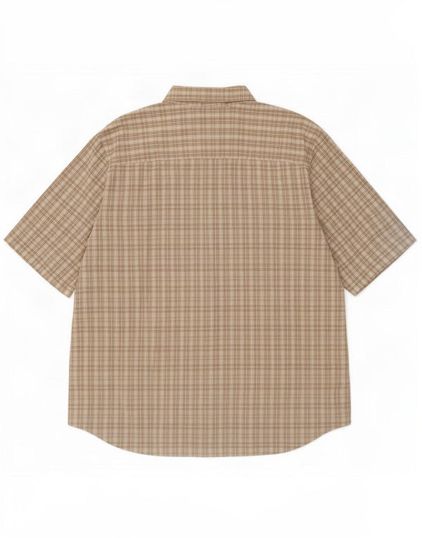 Eddie Bauer Camisa masculina de manga curta XL Bege Check Cotton