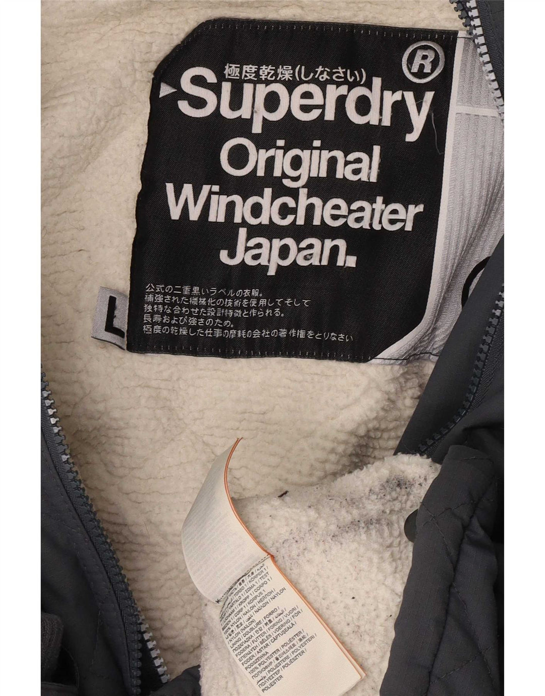 Jaqueta corta-vento feminina Superdry com capuz e blusão UK 40 grande cinza