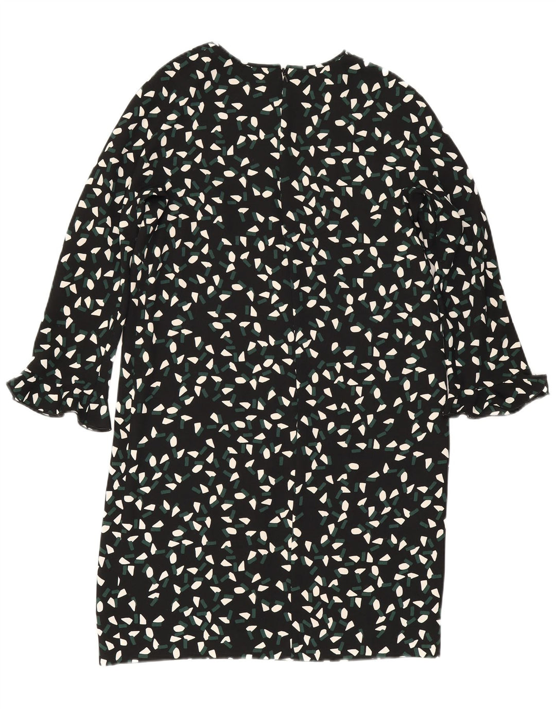Vestido feminino Max Mara manga 3/4, Reino Unido 8, pequeno, preto, geométrico, poliéster