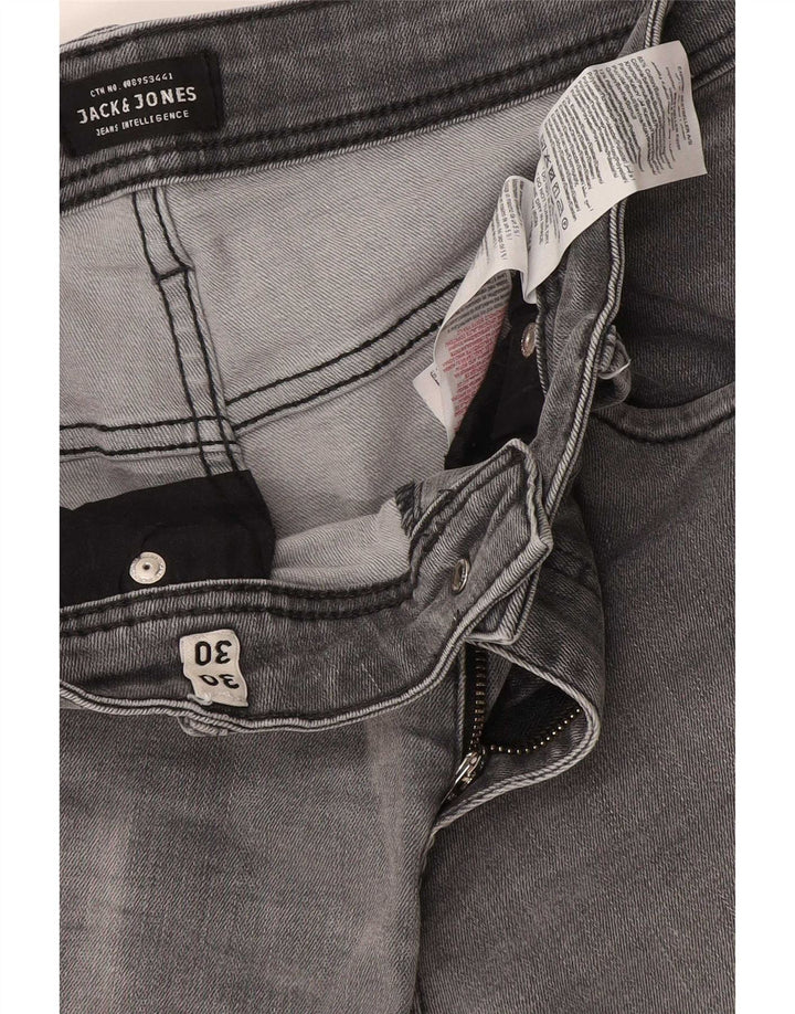 Jack & Jones Masculino GLENN Slim Jeans W30 L30 Algodão Cinza