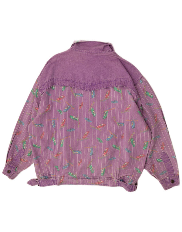 Jaqueta jeans feminina com padrão abstrato Tintoretto EU 42 grande roxo retrô
