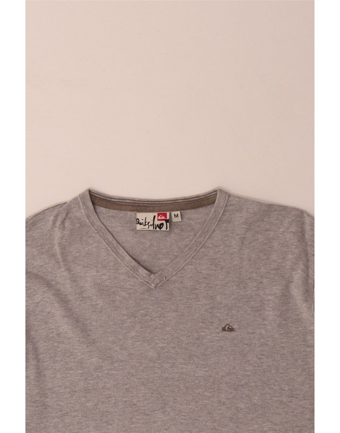 Suéter feminino QUIKSILVER com decote em V Reino Unido 14 algodão cinza médio