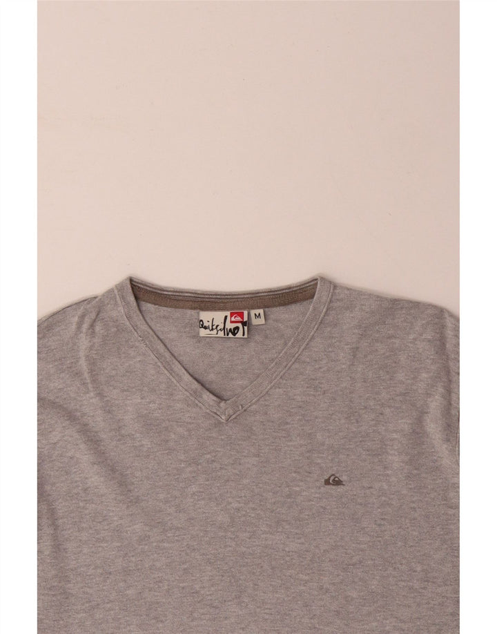 Suéter feminino QUIKSILVER com decote em V Reino Unido 14 algodão cinza médio