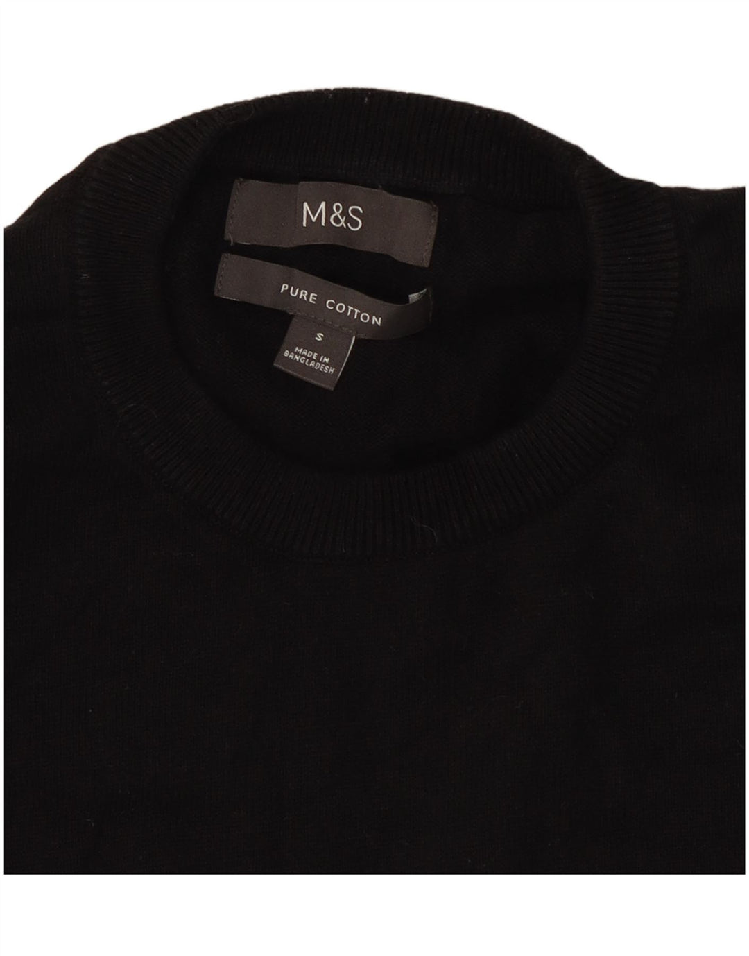 Suéter feminino Marks & Spencer com gola redonda Reino Unido 10 pequeno algodão preto