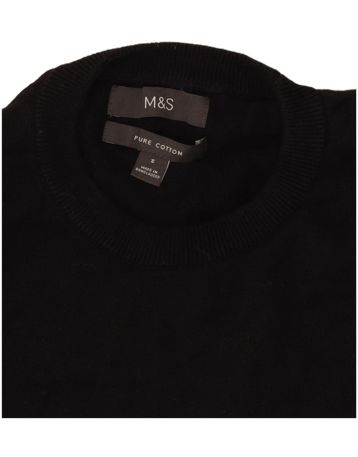 Suéter feminino Marks & Spencer com gola redonda Reino Unido 10 pequeno algodão preto