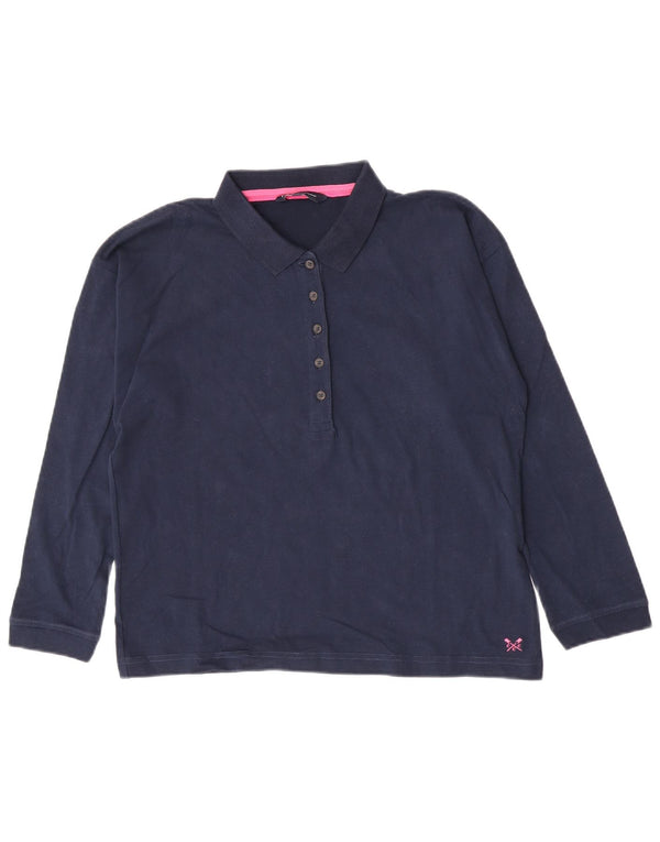 Camisa polo feminina de manga comprida Crew Clothing UK 12 azul marinho médio