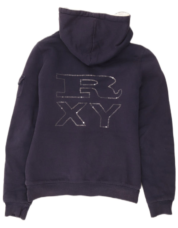 Suéter feminino Roxy com capuz e zíper gráfico UK 6 XS azul marinho poliéster