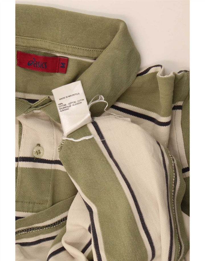 Camisa polo masculina Asics médio cáqui listrado algodão