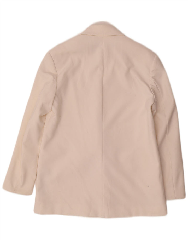 Zara Jaqueta blazer feminina oversized com peito duplo UK 6 XS poliéster branco