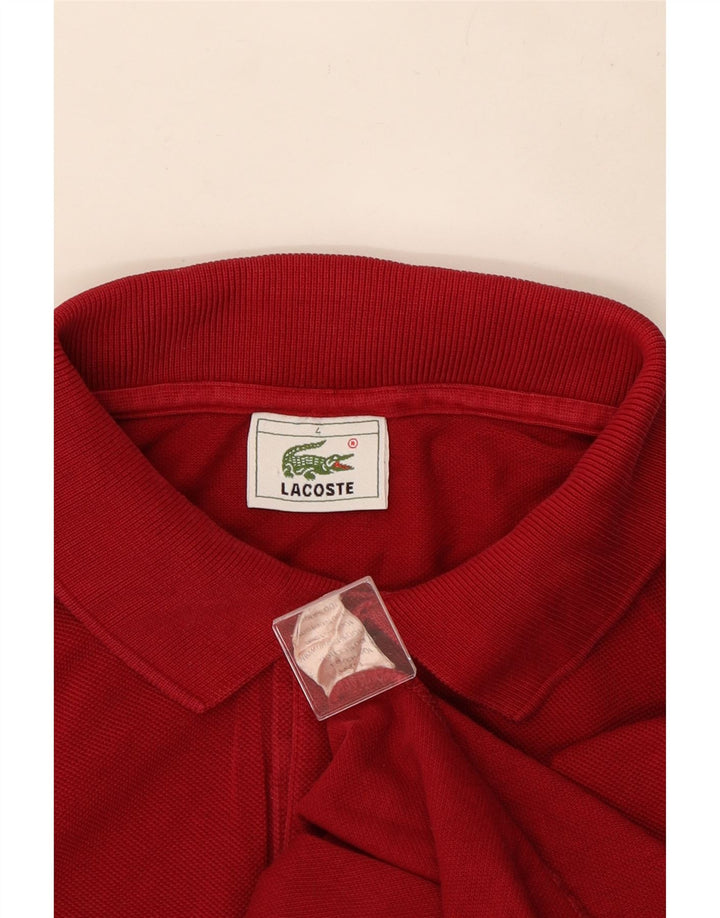 Camisa polo masculina de manga comprida Lacoste tamanho 4 médio algodão vermelho