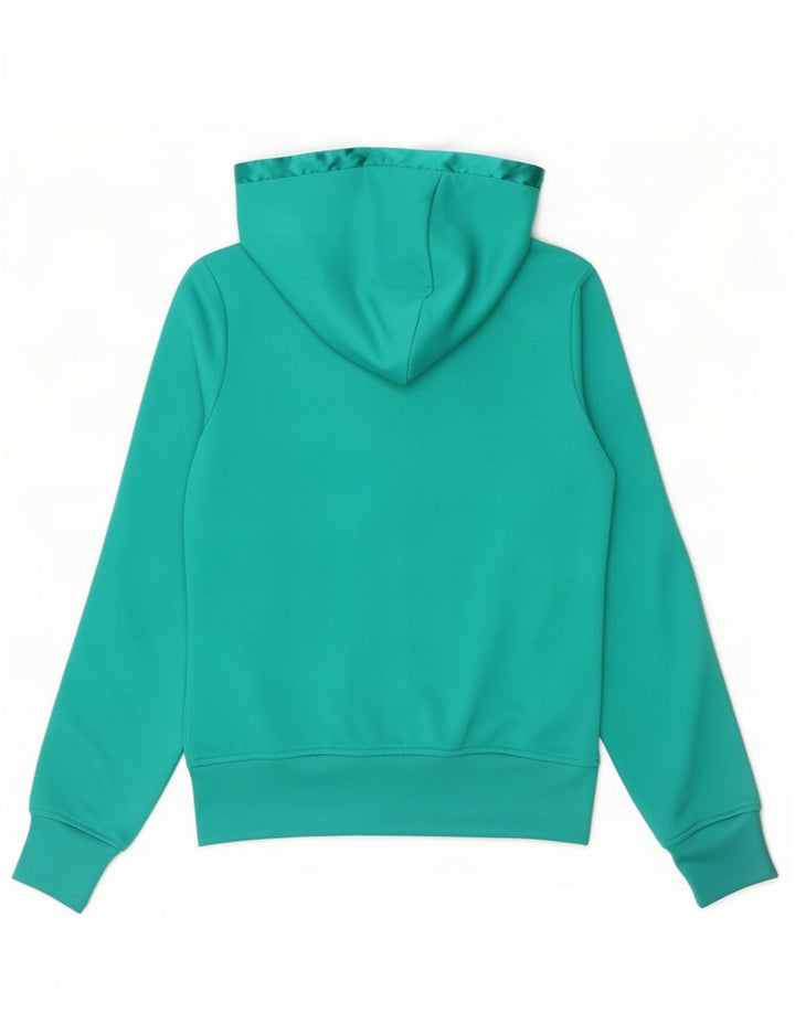 Adidas Womens Hooded Tracksuit Top Jacket UK 8 Pequeno Turquesa Poliéster