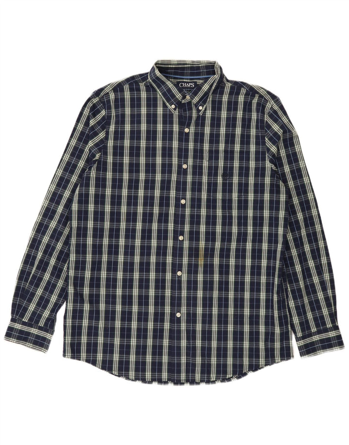 Camisa masculina Chaps grande algodão xadrez azul marinho