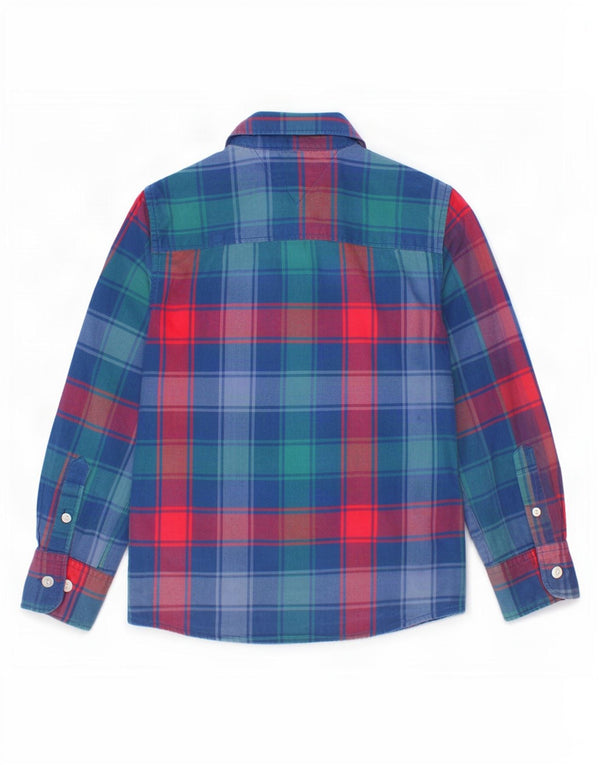 Camisa de flanela masculina Tommy Hilfiger 3-4 anos algodão xadrez azul