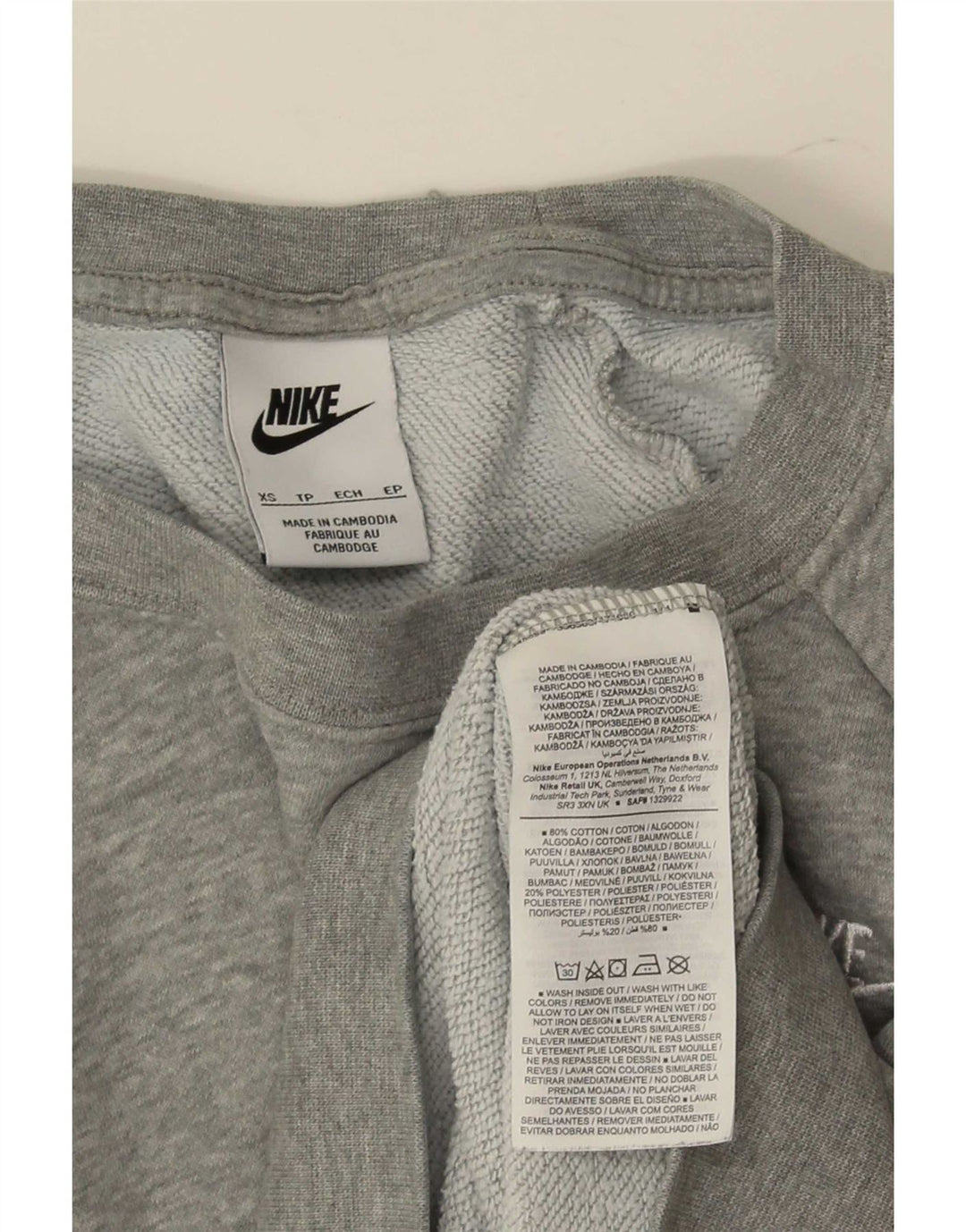Moletom feminino Nike Jumper UK 6 XS cinza algodão