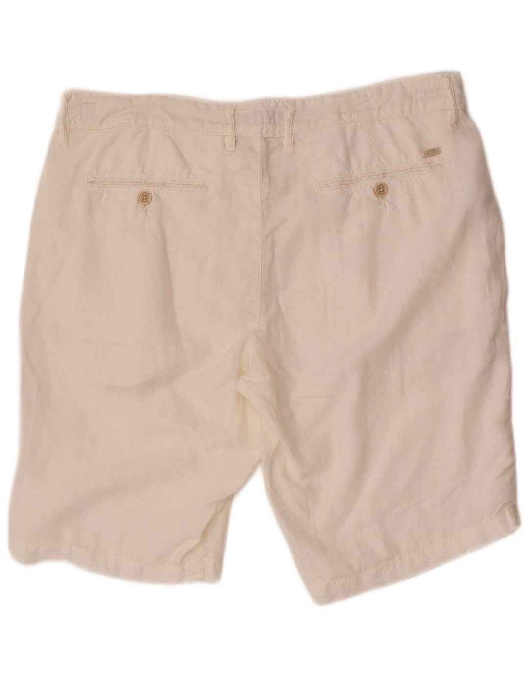 Rifle Mens Chino Shorts W32 Médio Linho Branco