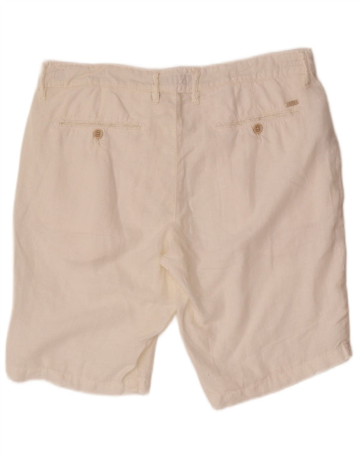 Rifle Mens Chino Shorts W32 Médio Linho Branco