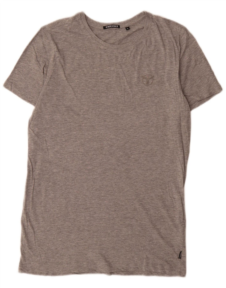 Camiseta masculina Chiemsee Top grande algodão manchado cinza