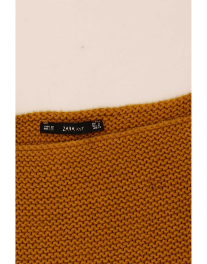 Zara Suéter feminino oversized com gola canoa Reino Unido 14 médio amarelo