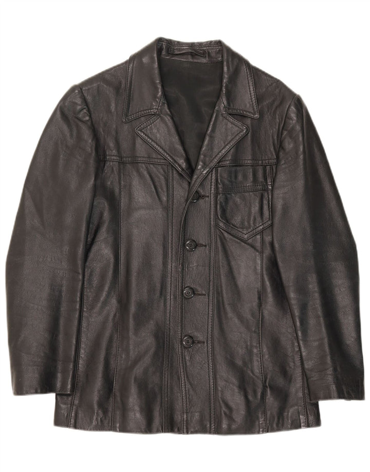 Jaqueta de couro masculina vintage IT 48 couro preto médio