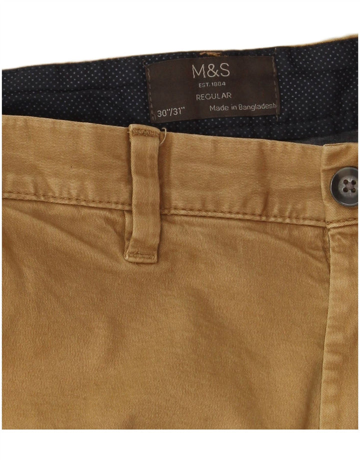 Calça chino masculina reta regular Marks & Spencer W30 L31 bege