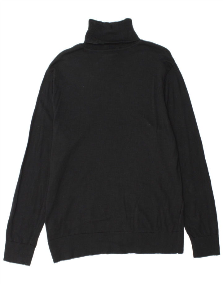 Suéter feminino Chaps com gola redonda Reino Unido 16 grande algodão preto