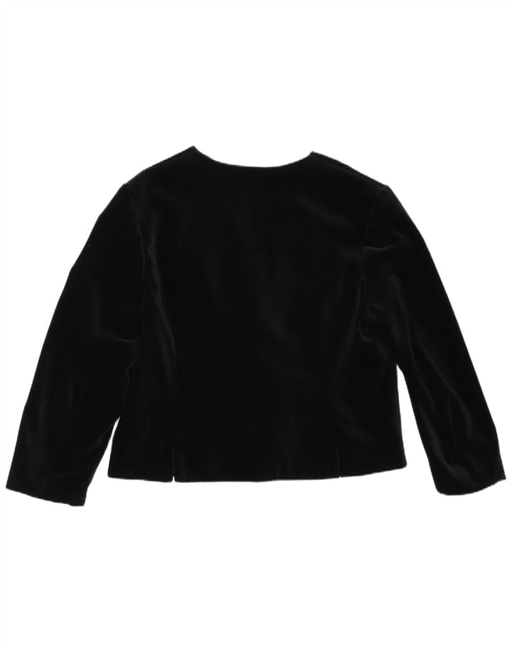 Jaqueta blazer feminina vintage de veludo com 6 botões Reino Unido 14 algodão preto médio