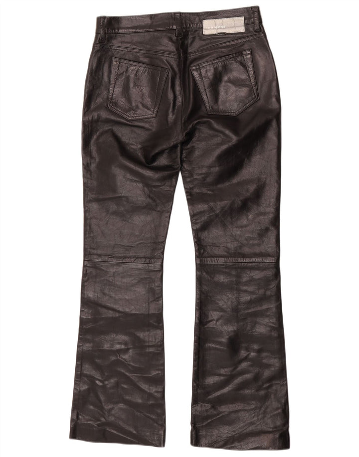 Calça feminina de couro Iceberg Bootcut W27 L29 couro preto
