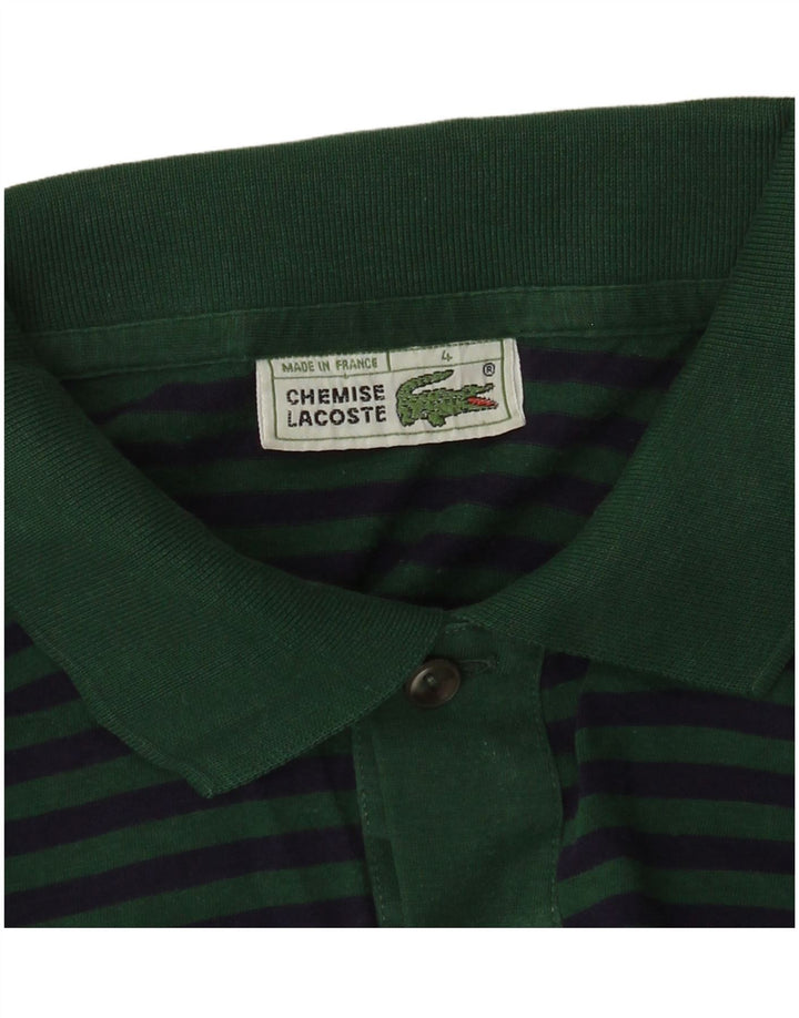 Camisa polo masculina Lacoste tamanho 4 risca de giz verde médio
