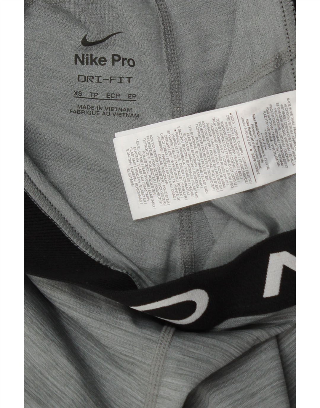 Leggings femininas Nike Dri Fit Graphic UK 4 XS cinza manchado de poliéster